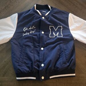 Zara Navy and White MICKEY MOUSE Varsity Jacket